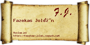 Fazekas Jolán névjegykártya